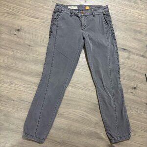 Anthropologie Pilcro Letterpress Hyphen Embroidered Gray Skinny Jeans Sz 27